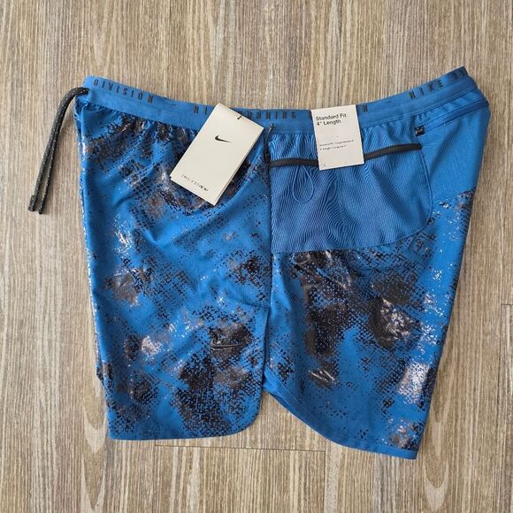 Nike Running Division Men's Shorts Camo Black Blue Lined Large L 3M FN3377-476 - Picture 10 of 13